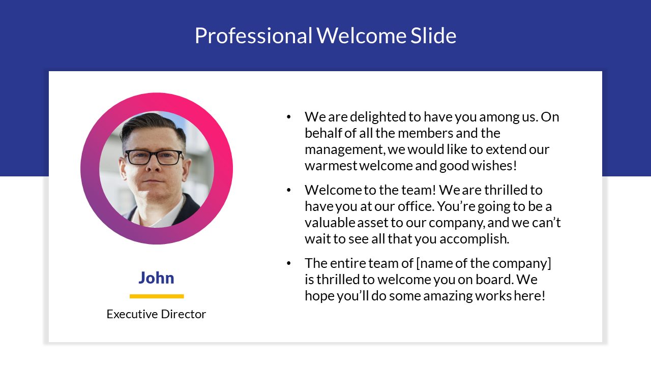 Professional Welcome Slide